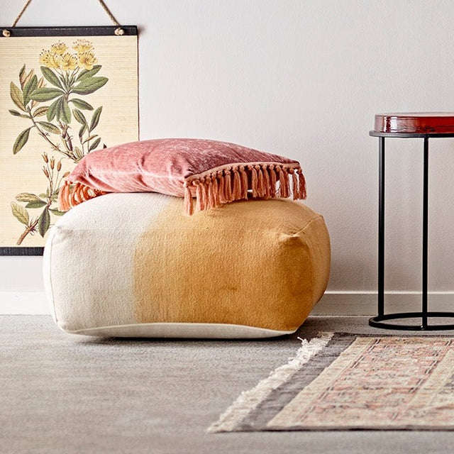 Cara Two-tone Pouffe in Orange