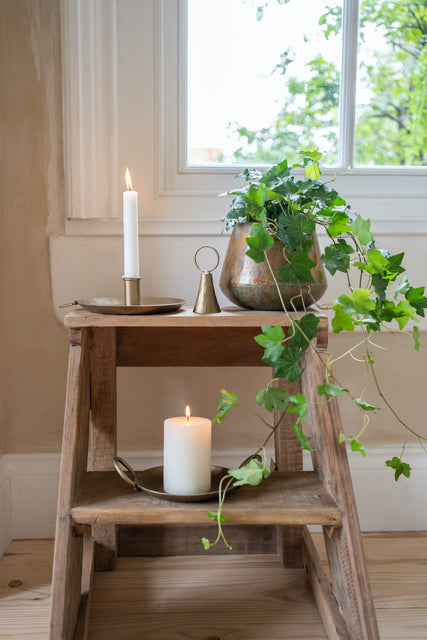 Forged Round Candle Plate in Brass (2)