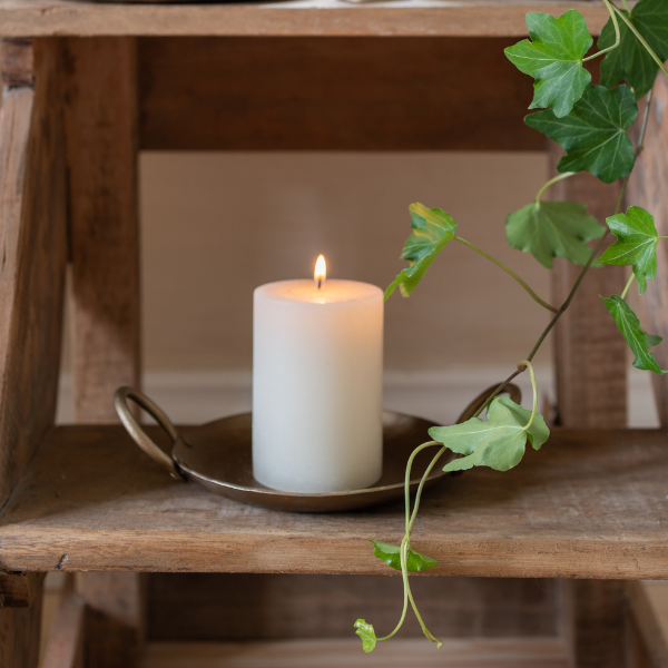 Forged Round Candle Plate in Brass