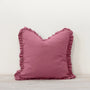 Oli Linen Ruffle Cushion in Pomegranate