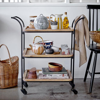 Ling Mango Wood Bar Cart in Brown