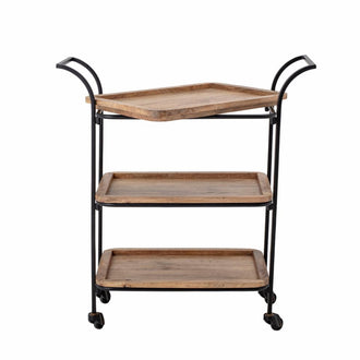 Ling Mango Wood Bar Cart in Brown