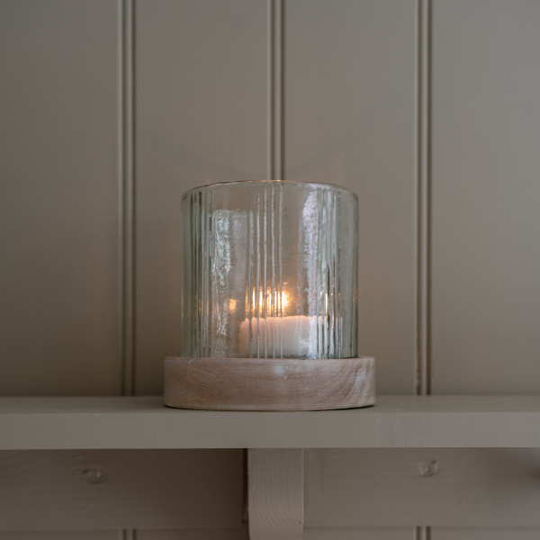 Small Glass Candle Holder in Stripe