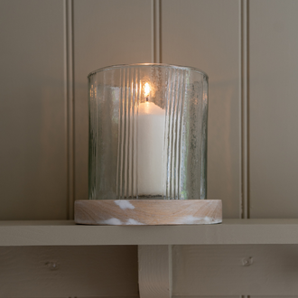 Large Glass Candle Holder in Stripe