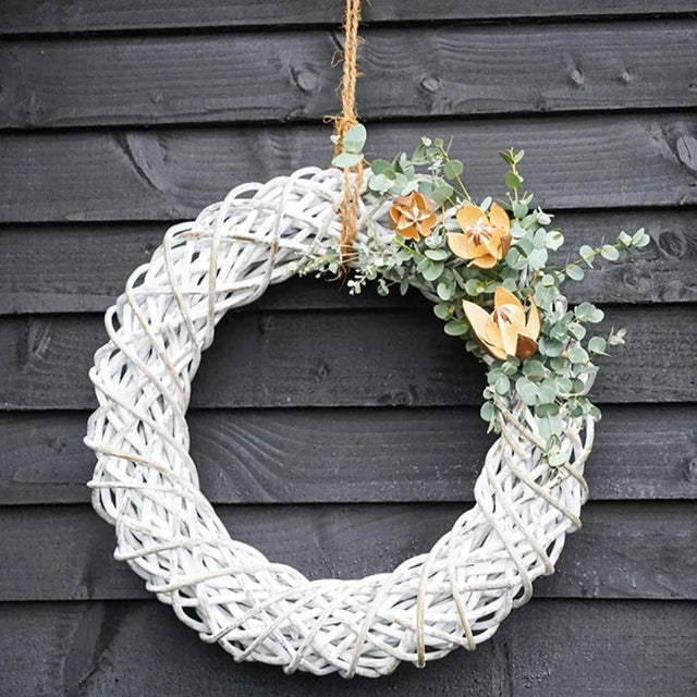 Ivyline Large Rattan Wreath in White