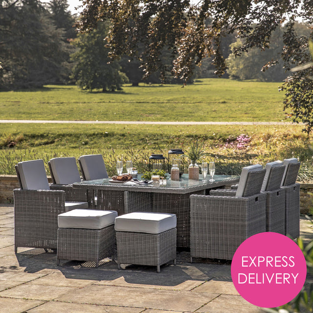 Valencia Outdoor 10-Seater Cube Dining Set in Grey