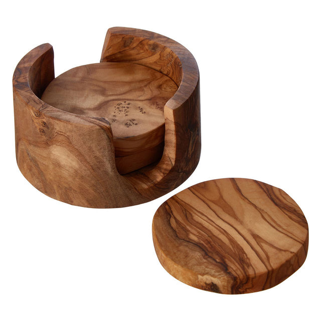 Winnie Set of 4 Coasters in Olive Wood (2)