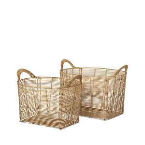 Safi Set of 2 Rectangular Baskets in Natural Brown