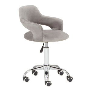 Hannes Velvet Office Chair in Grey
