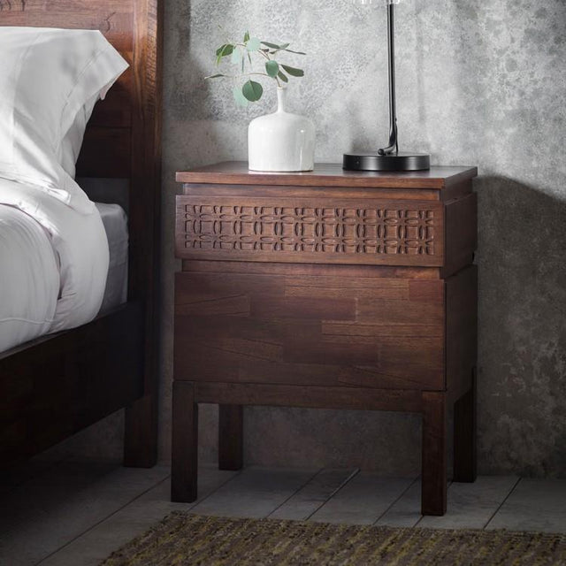 Hayleigh Mango Wood Bedside Table in Brown