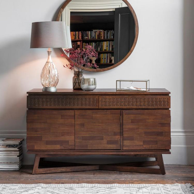 Hayleigh Mango Wood Three Drawer Sideboard in Brown