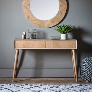 Odette Rectangular Oak Console Table with Drawers in Natural
