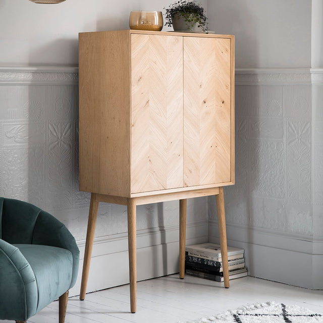 Odette Tall Oak Drinks Cabinet in Natural 