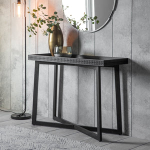Hayleigh Rectangular Mango Wood Console Table in Black