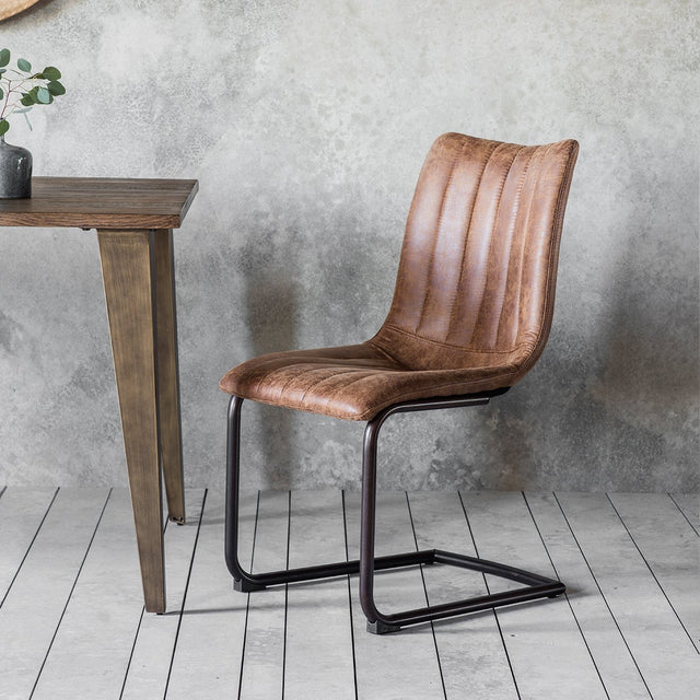 Wilma  Set of 2 Leather Dining Chairs in Brown 