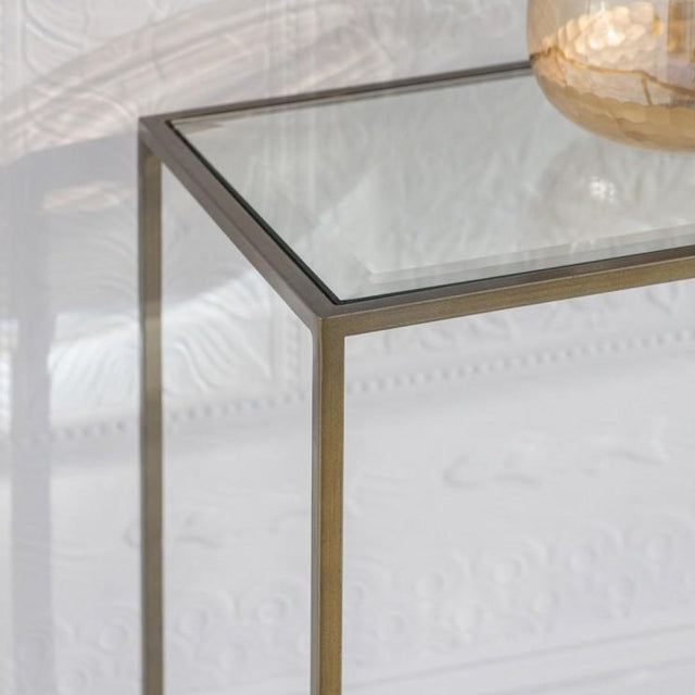 Lauren Rectangular Glass Console Table in Bronze (2)