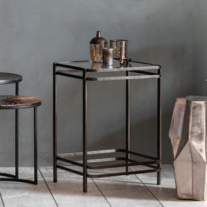 Lydia Square Metal Side Table in Bronze