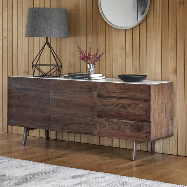 Linnea Dark Wood and Marble Sideboard (2)