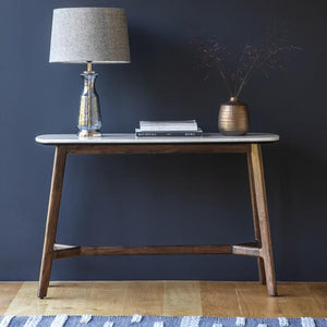 Linnea Oblong Marble Console Table in Dark Brown