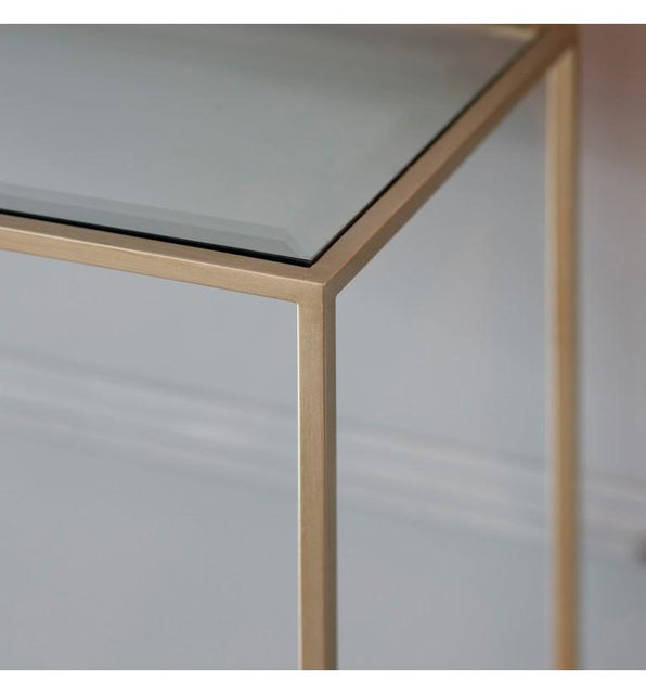 Lauren Rectangular Glass Console Table in Champagne (2)