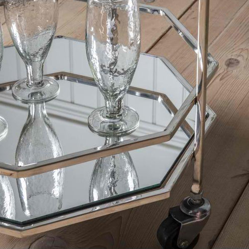 Jen Mirrored Drinks Trolley in Silver