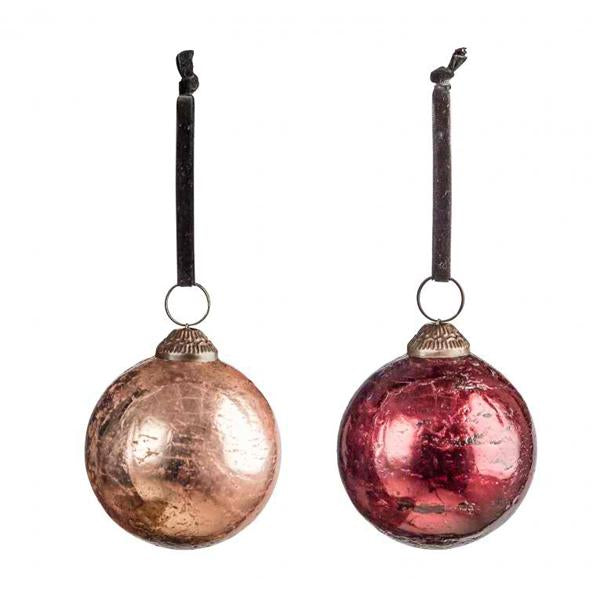 Meri Set of 2 Baubles in Red and Blush