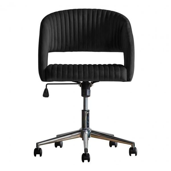 Leia Velvet Swivel Office Chair in Black (3)