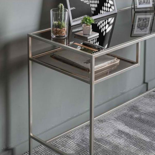 Lauren Glass and Iron Desk in Silver