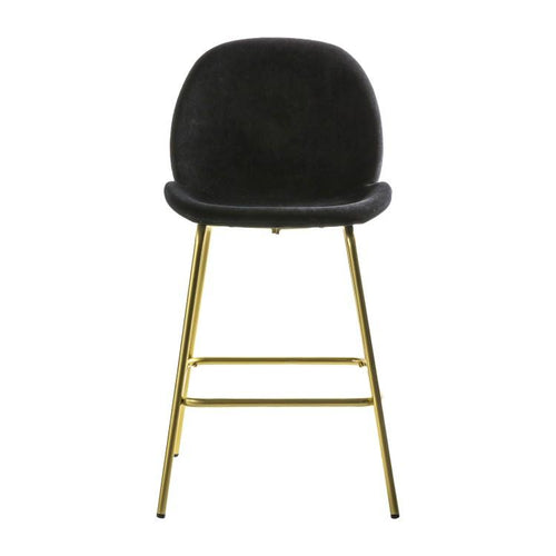 Abi Set of 2 Velvet Bar Stools in Black