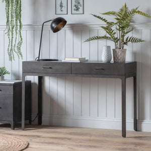 Iver Wood and Iron Desk in Dark Grey