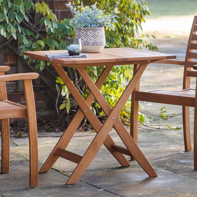 Natalie Outdoor Eucalyptus Wood Folding Table in Brown