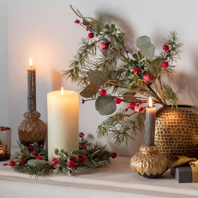 Eucalyptus Candle Ring with Berries