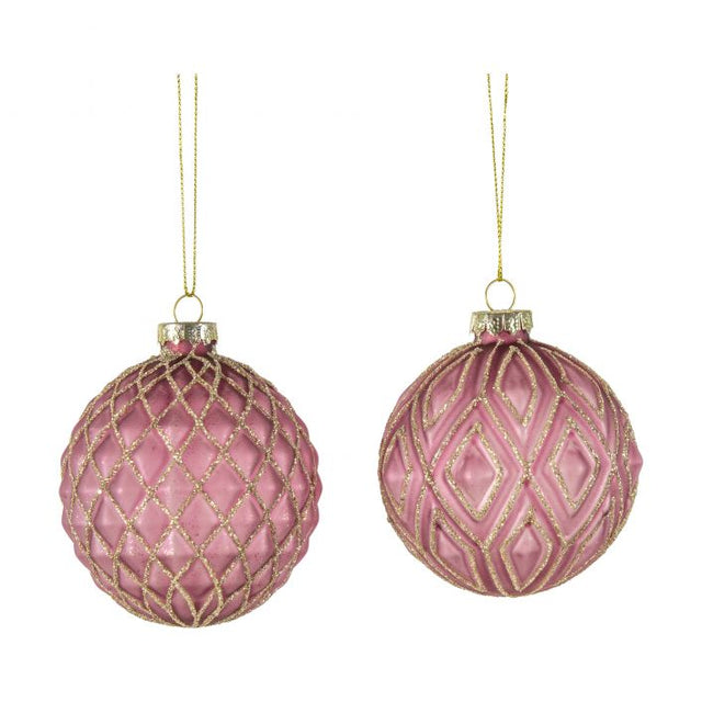 Lyra Set of 6 Glass Bauble in Pink (2)