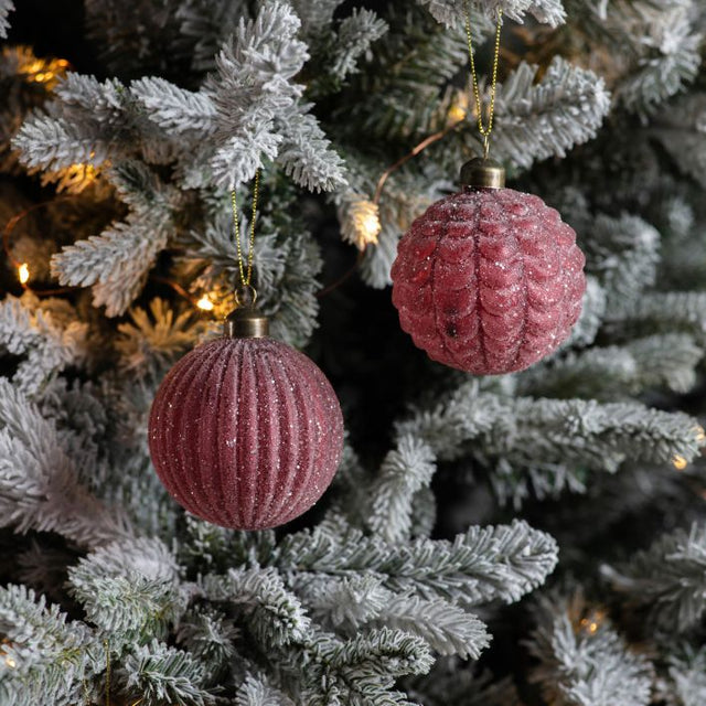 Lyra Set of 6 Glitter Baubles in Pink