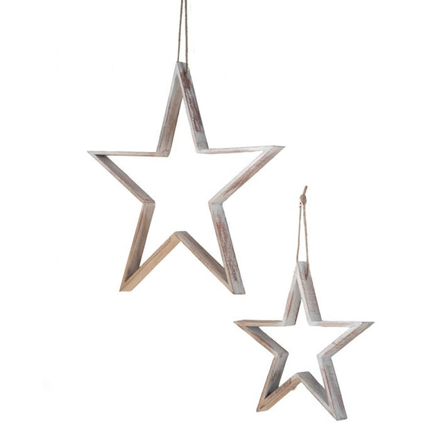 Jovie Set of 2 Mango Wood Stars in White