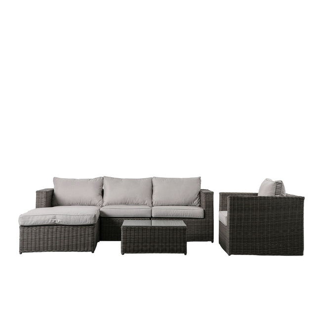 Valencia Outdoor Chaise Sofa and Armchair Set in Grey (3)