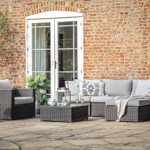 Valencia Outdoor Chaise Sofa and Armchair Set in Grey (4)