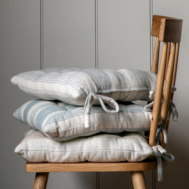 Lilo Set of 2 Cotton Stripe Seat Pad in Taupe