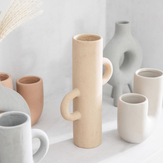 Tori Ceramic Vase in Beige