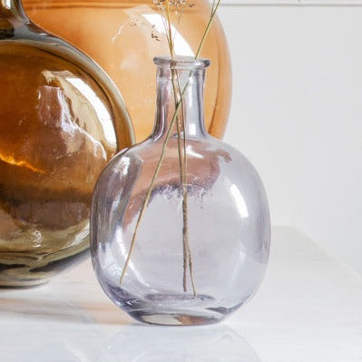 Jess Glass Bottle Vase in Grey