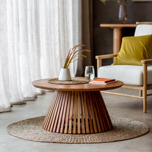 Tayla Acacia Wood Coffee Table in Brown