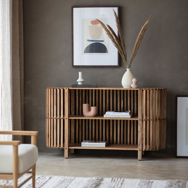 Aries Mango Wood Oval Console Table in Natural