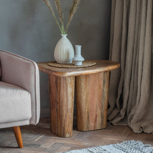 Fi Mango Wood Side Table in Brown