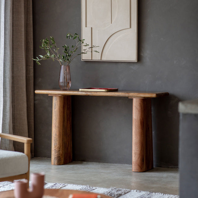 Fi Mango Wood Console Table in Brown