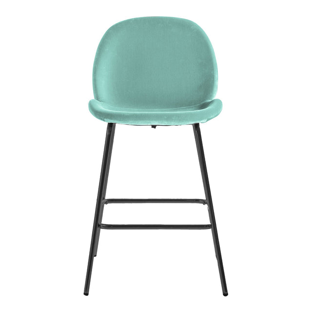 Abi Set of 2 Velvet Bar Stools in Green