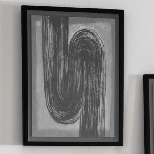 Iona Abstract Charcoal Wall Art in Monochrome