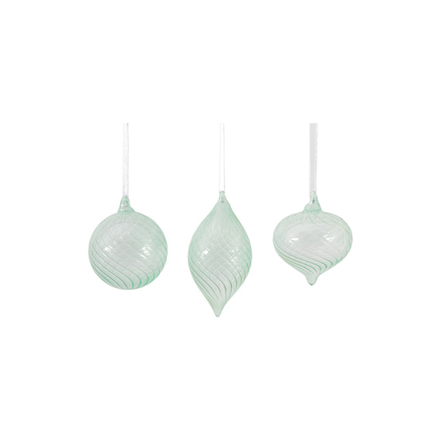 Antigone Set of 3 Glass Baubles in Green (3)