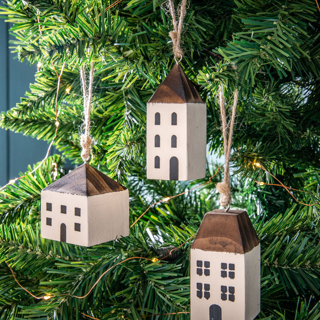 Karina Set of 6 House Baubles in Cream