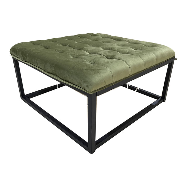 Perla Tufted Footstool in Green (2)