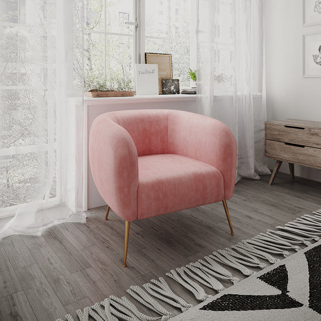 Cece Velvet Armchair in Blush Pink